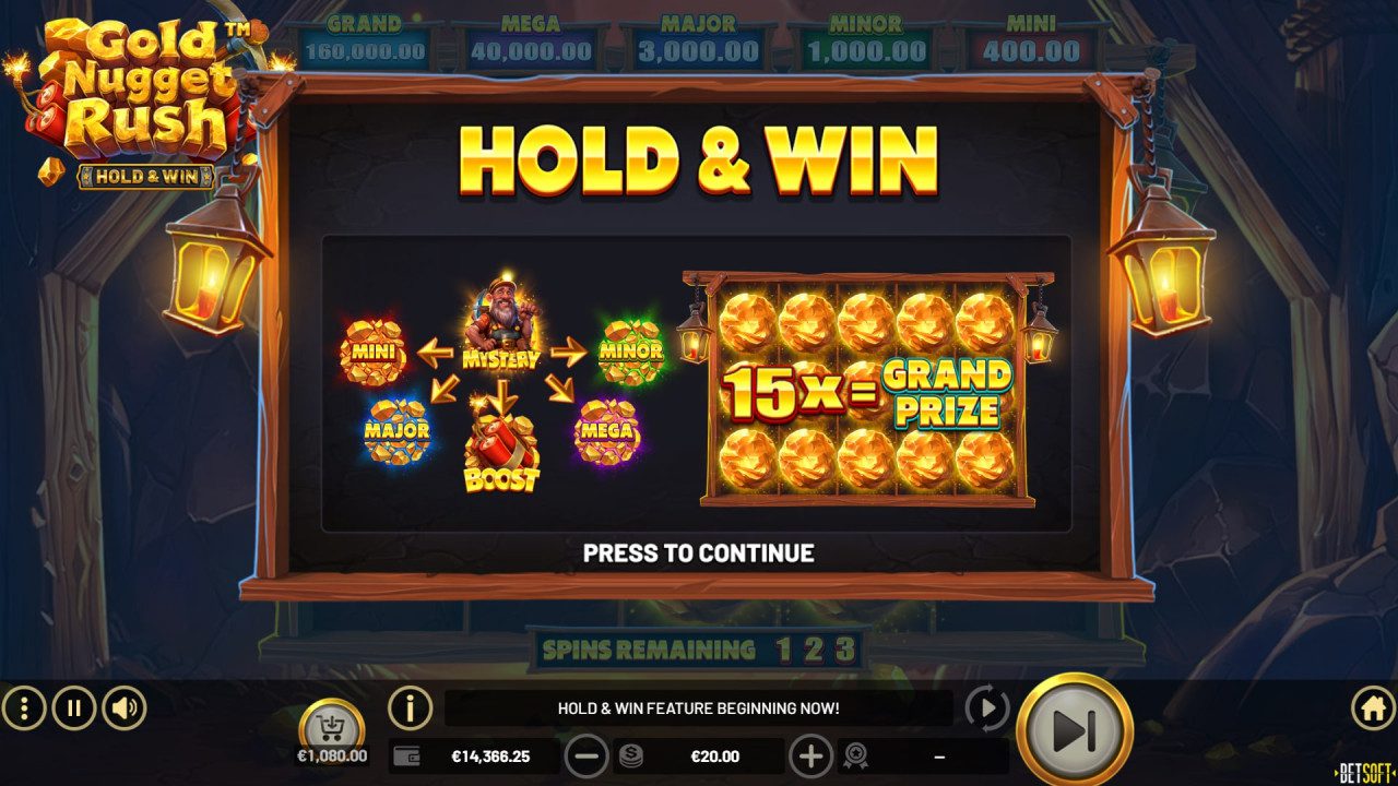 BetSoft Gold Nugget Rush Screenshot