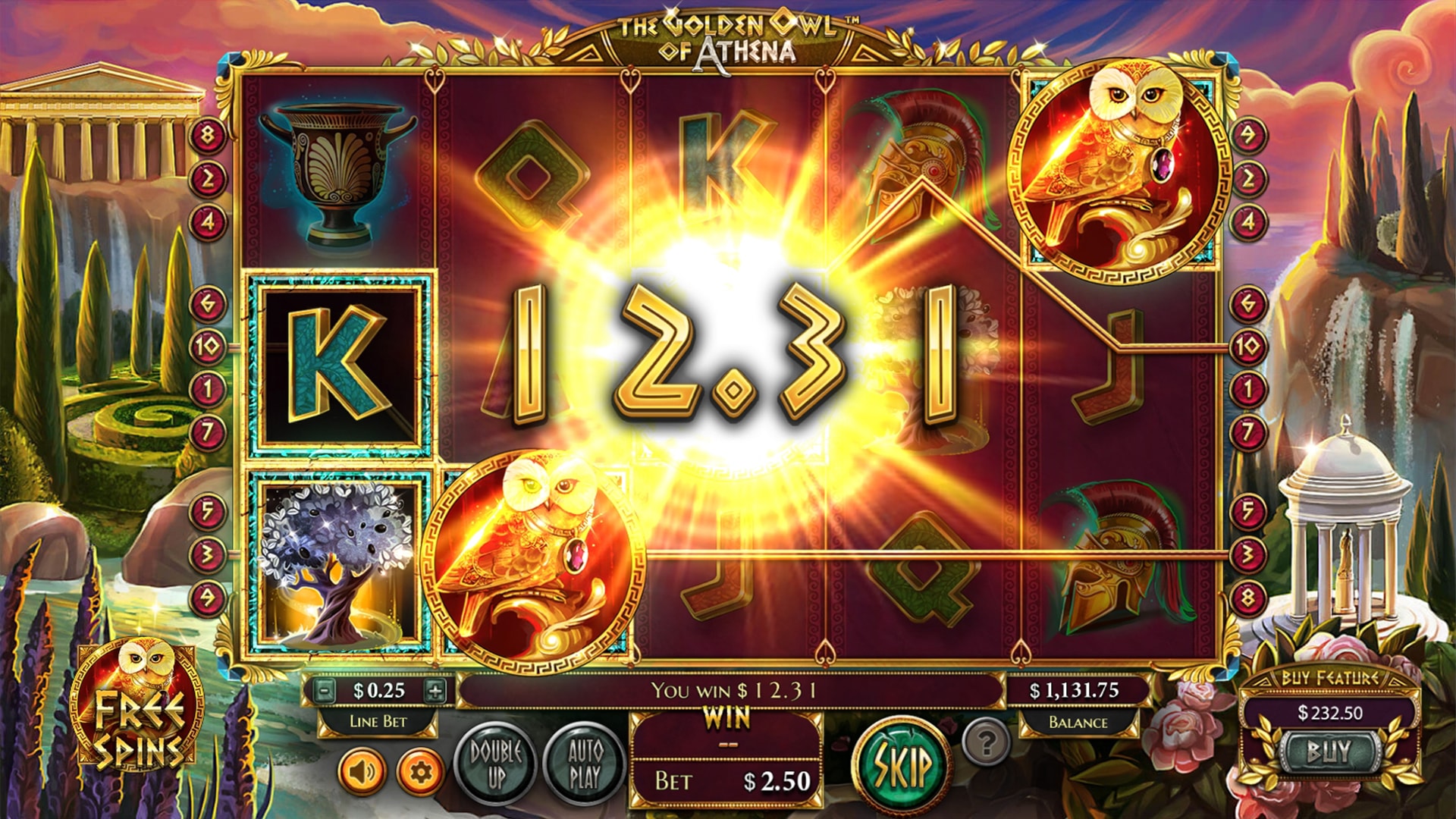 BetSoft The Golden Owl of Athena Screenshot