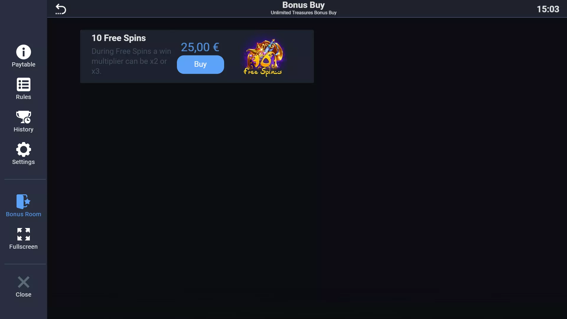 EVO Unlimited Treasures Bonus Buy Screenshot